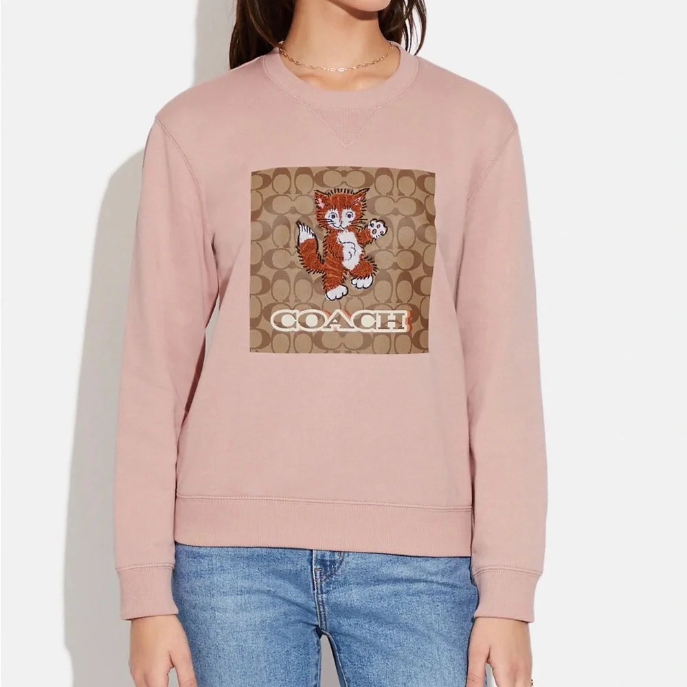 Coach Signature Kitten Crewneck Sweatshirt size L